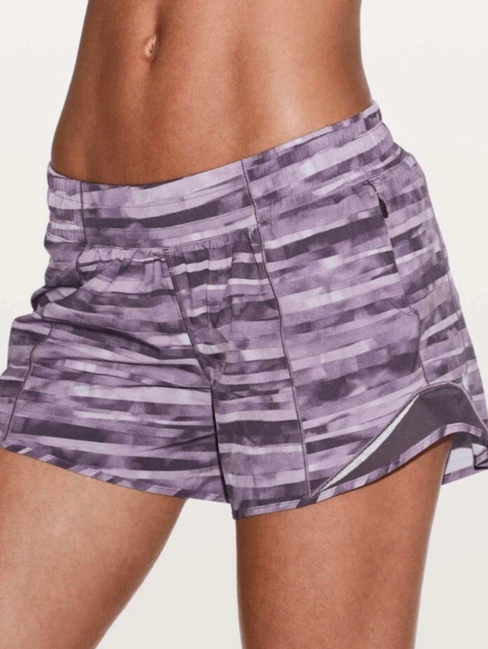 Lululemon Hotty Hot High-Rise Lined Short 4" Purple Striped Size 4 Athletic